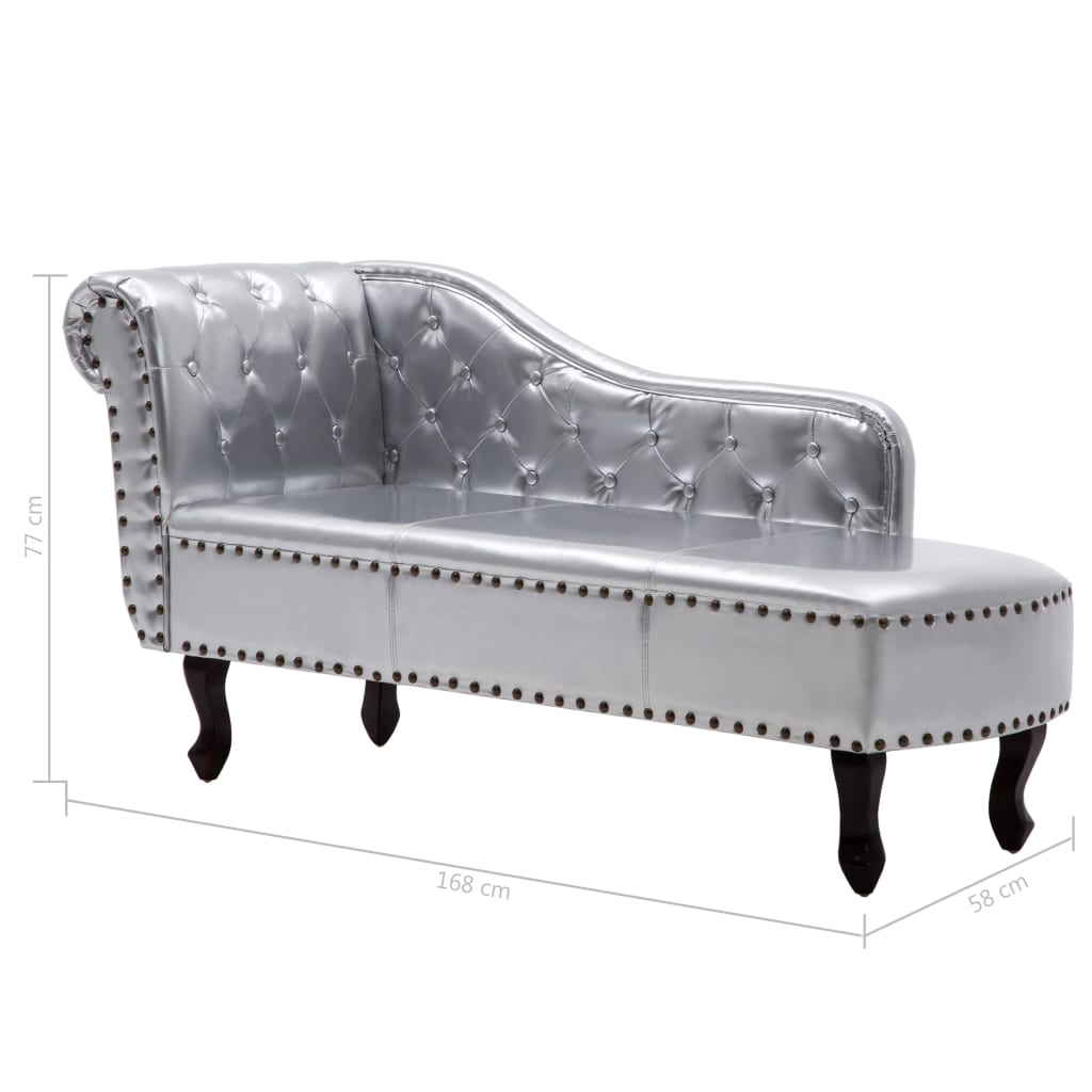 Chaise Longue Silver Faux Leather