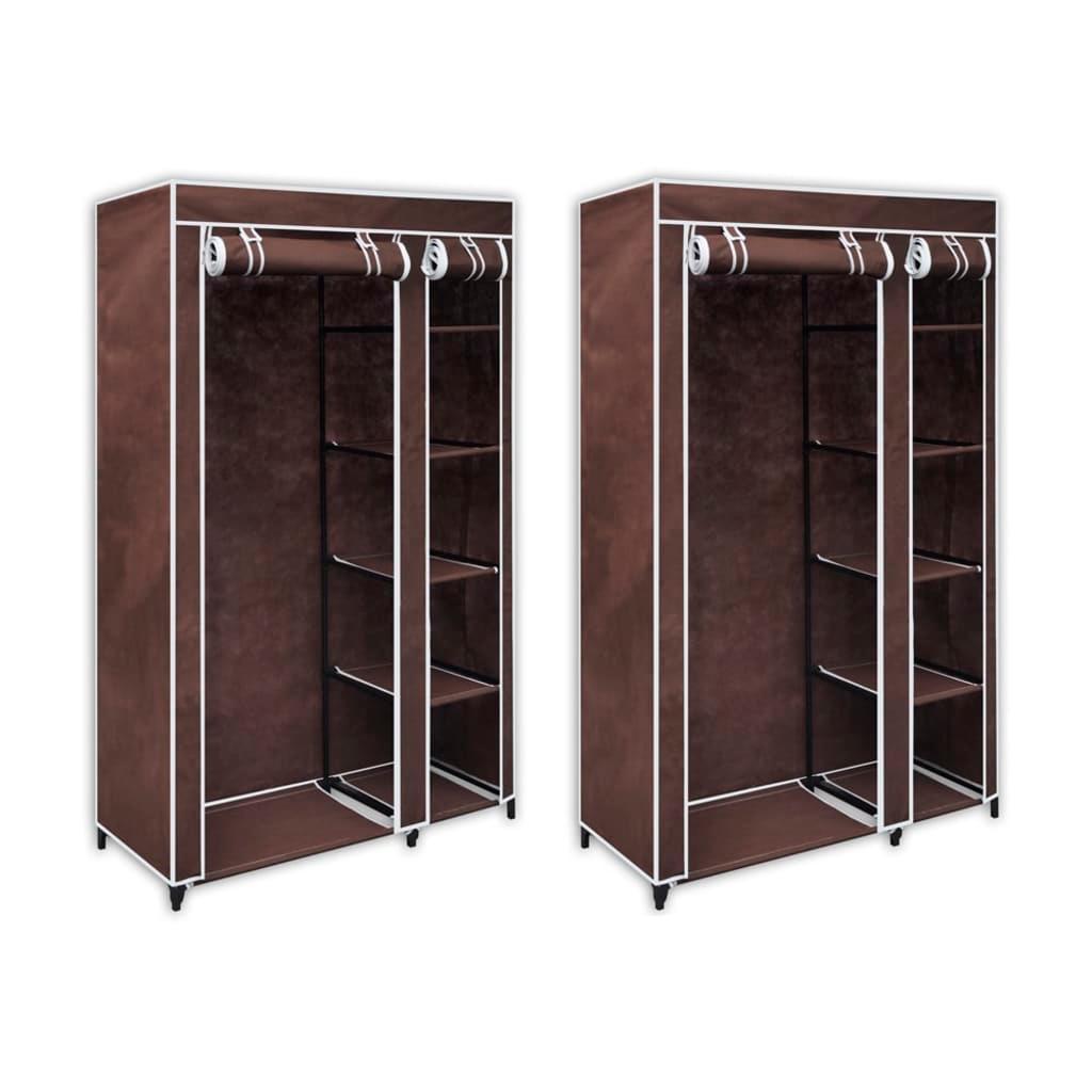 Fabric Wardrobes 2 pcs Brown