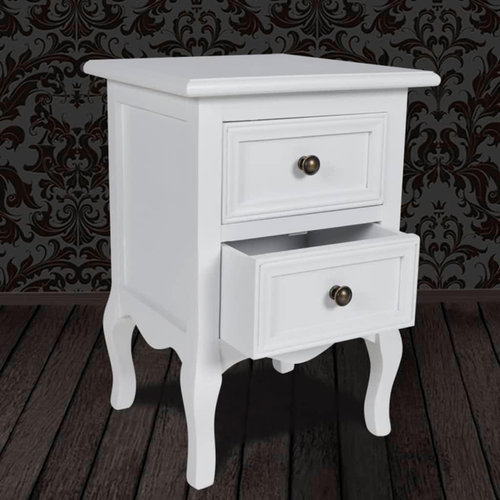 Nightstand with 2 Drawers MDF White