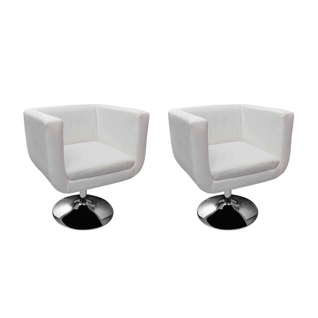 Bar Chairs 2 pcs White Faux Leather