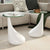 Coffee Table 2 pcs with Round Glass Top High Gloss White
