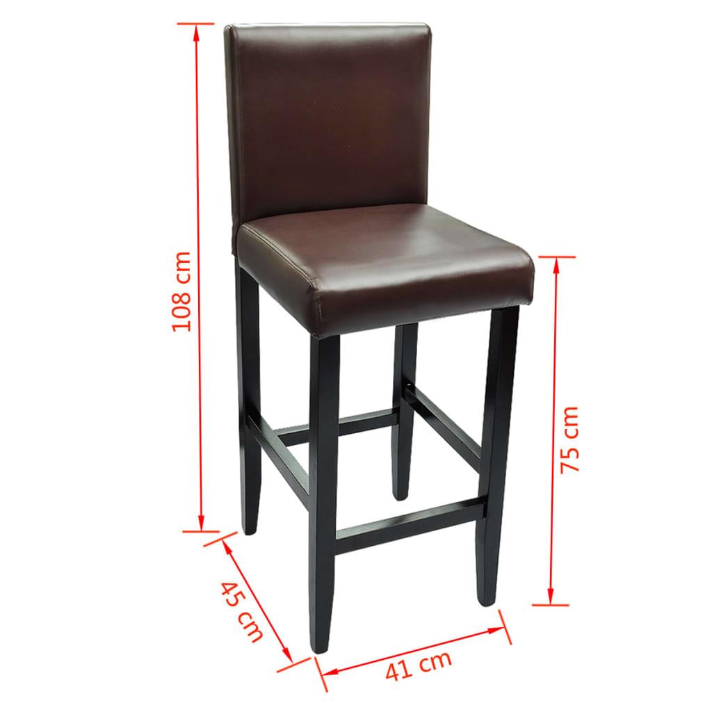 Bar Stools 4 pcs Dark Brown Faux Leather