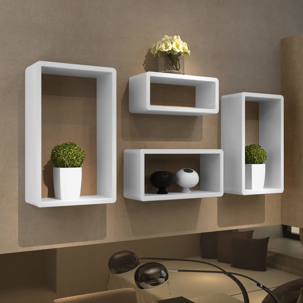 Cuboid shelf set of 4 White