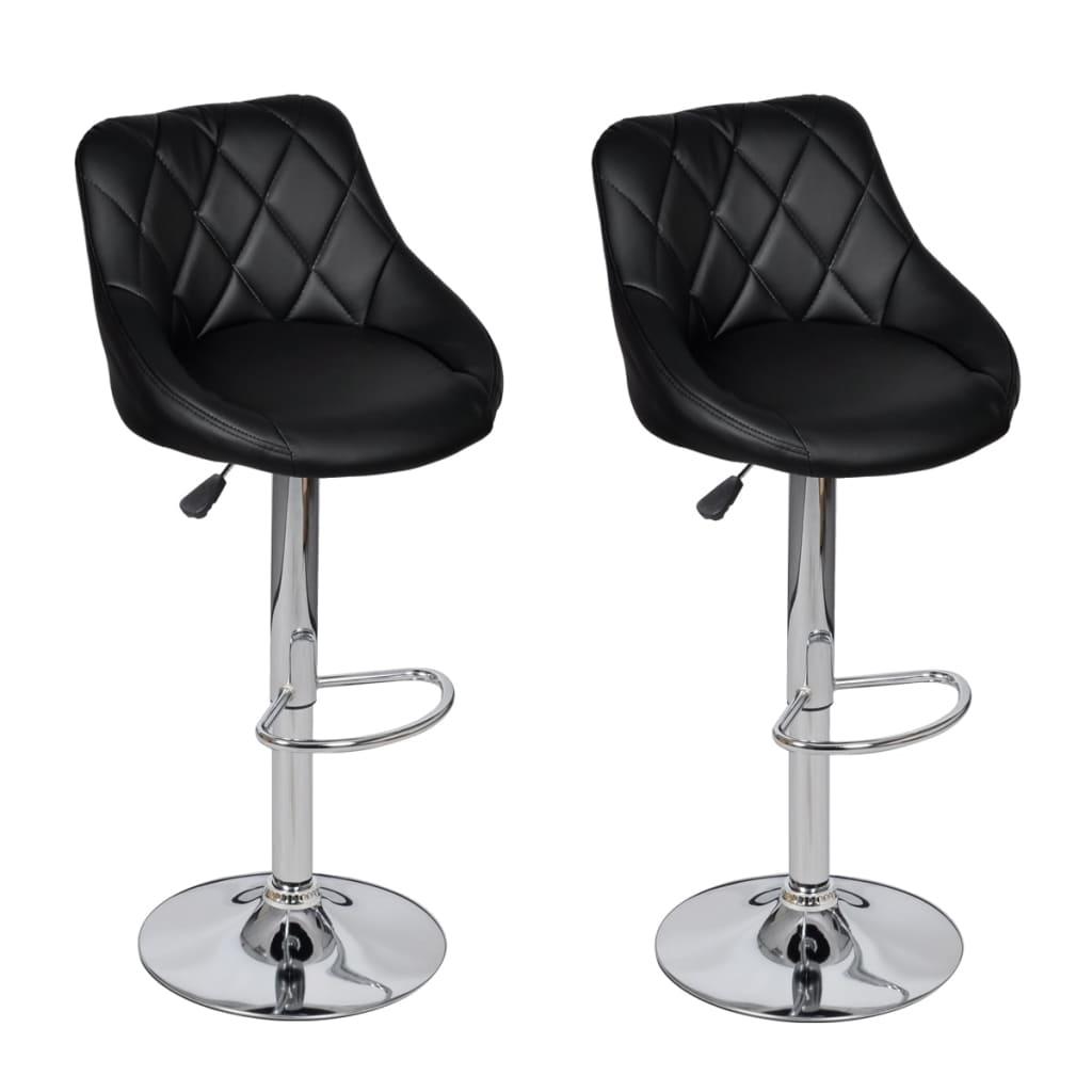 Bar Stools 2 pcs Black Faux Leather