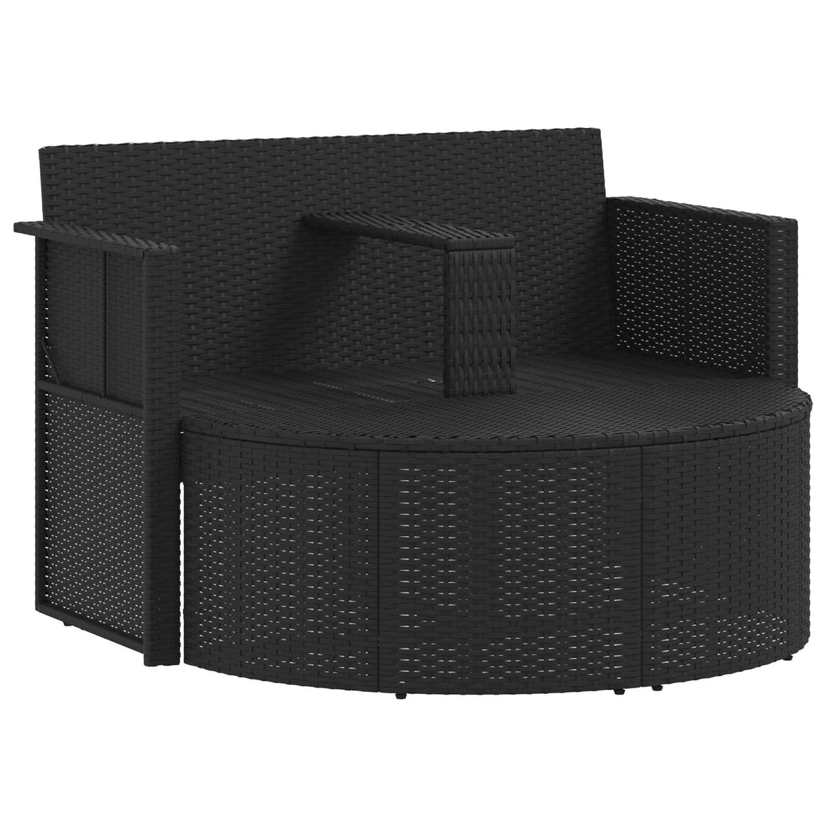 Garden Bed with Parasol Black Poly Rattan