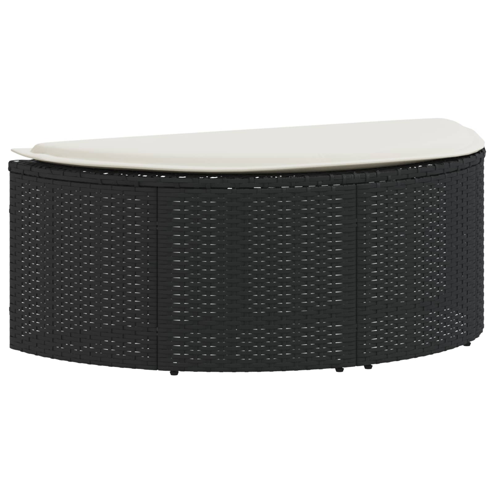 Garden Bed with Parasol Black Poly Rattan