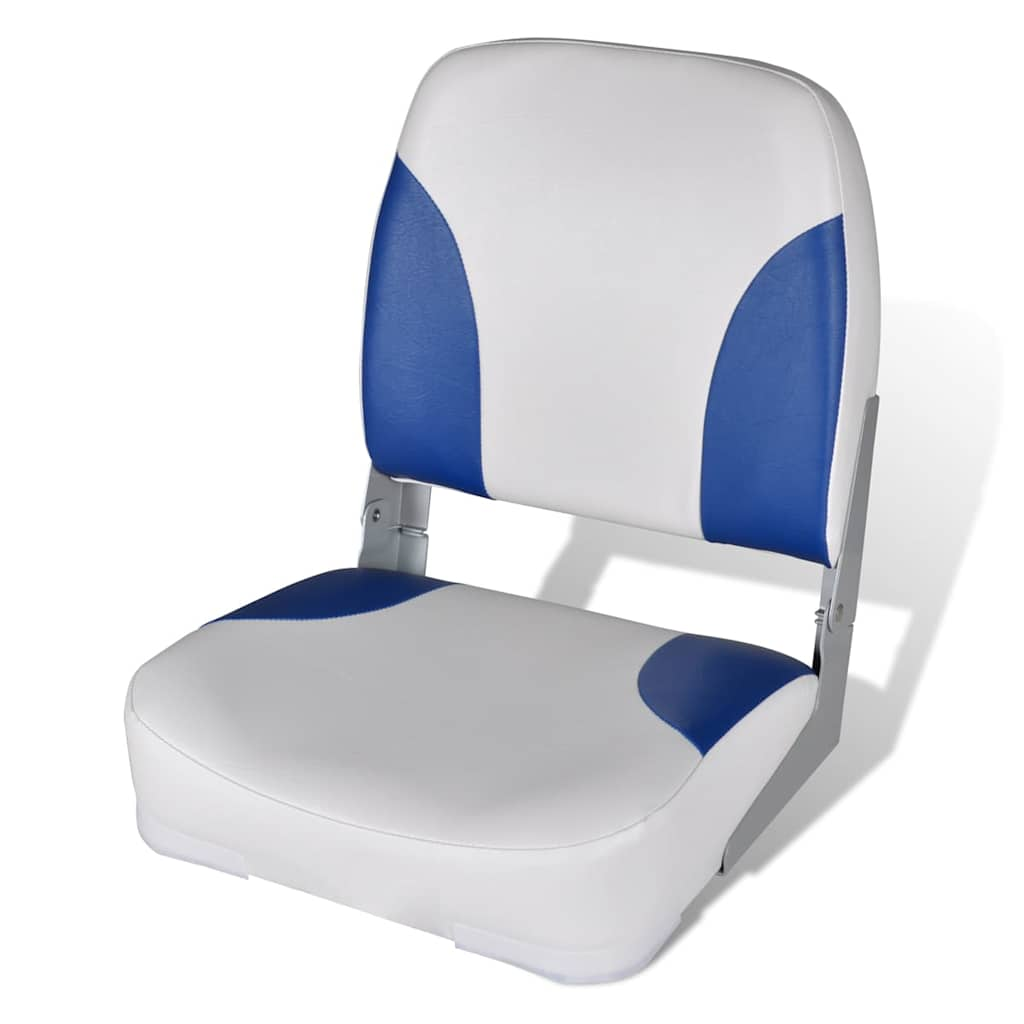 Boat Seat Foldable Backrest with Blue-white Pillow 41x36x48 cm