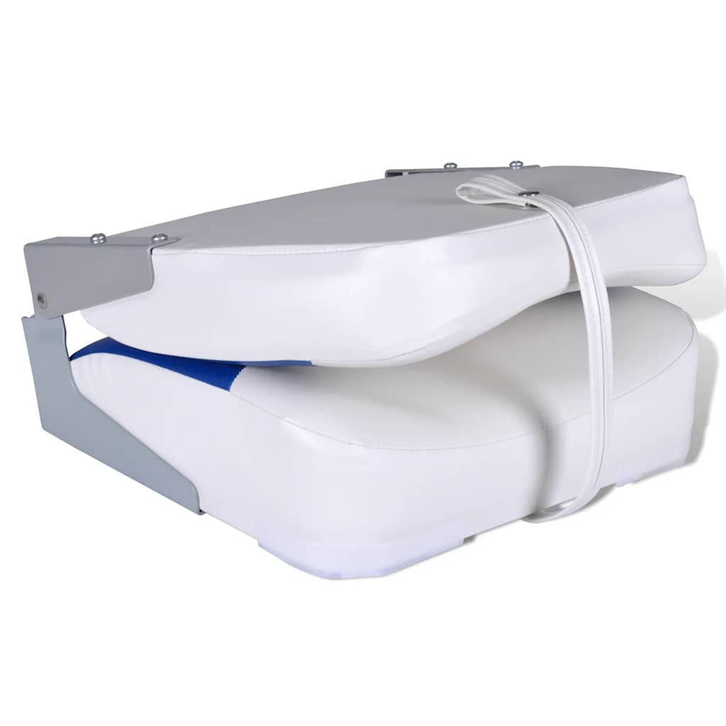 Boat Seat Foldable Backrest with Blue-white Pillow 41x36x48 cm