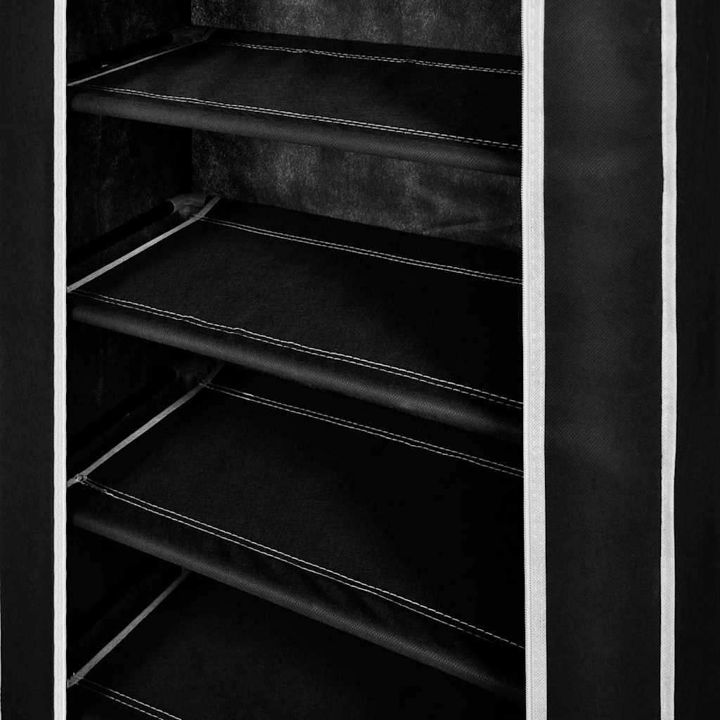Fabric Shoe Cabinet with Cover 58 x 28 x 106 cm Black