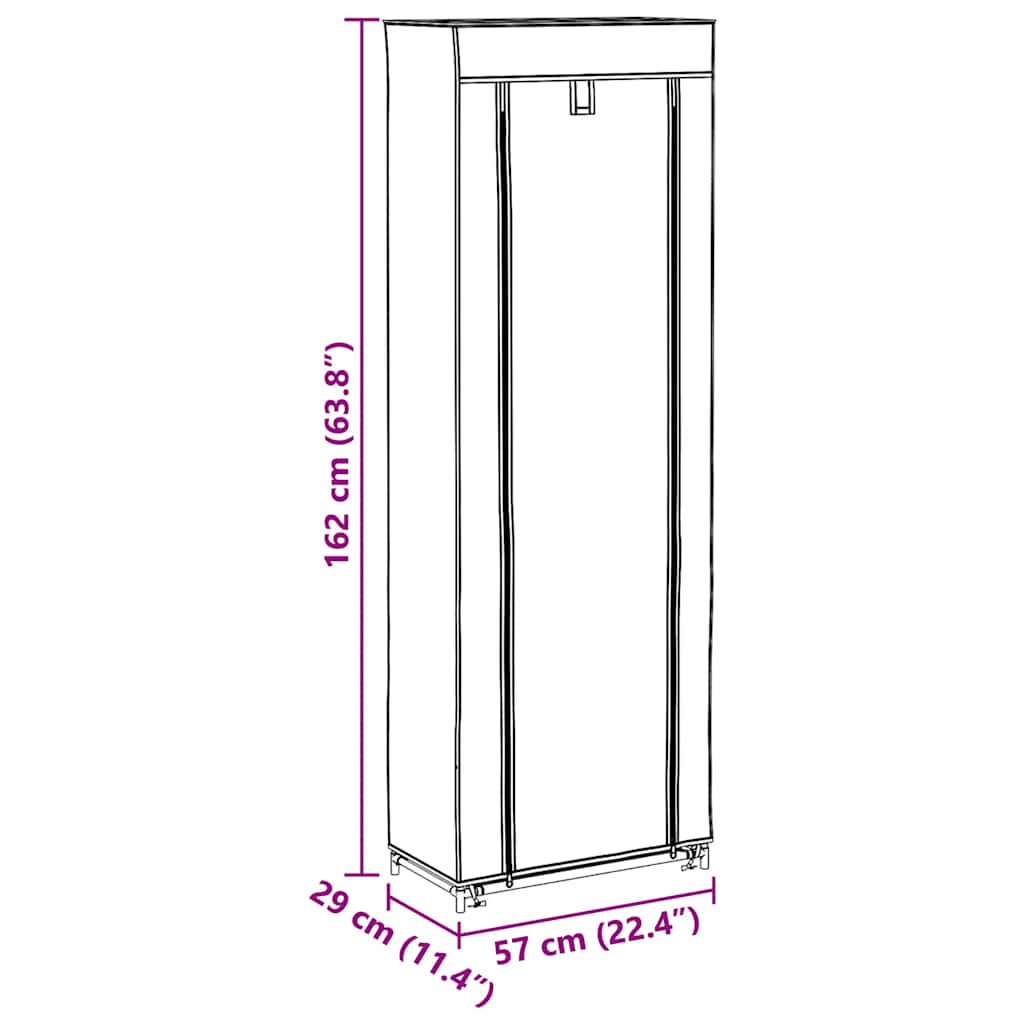 Fabric Shoe Cabinet with Cover 162 x 57 x 29 cm Black