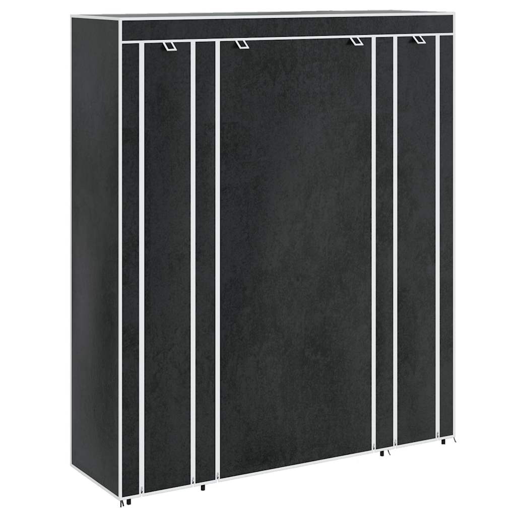 Wardrobe with Compartments and Rods 45x150x176 cm Black Fabric