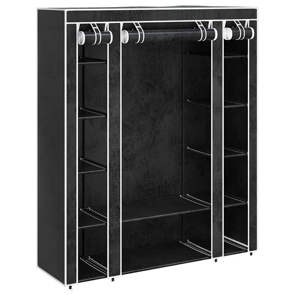 Wardrobe with Compartments and Rods 45x150x176 cm Black Fabric