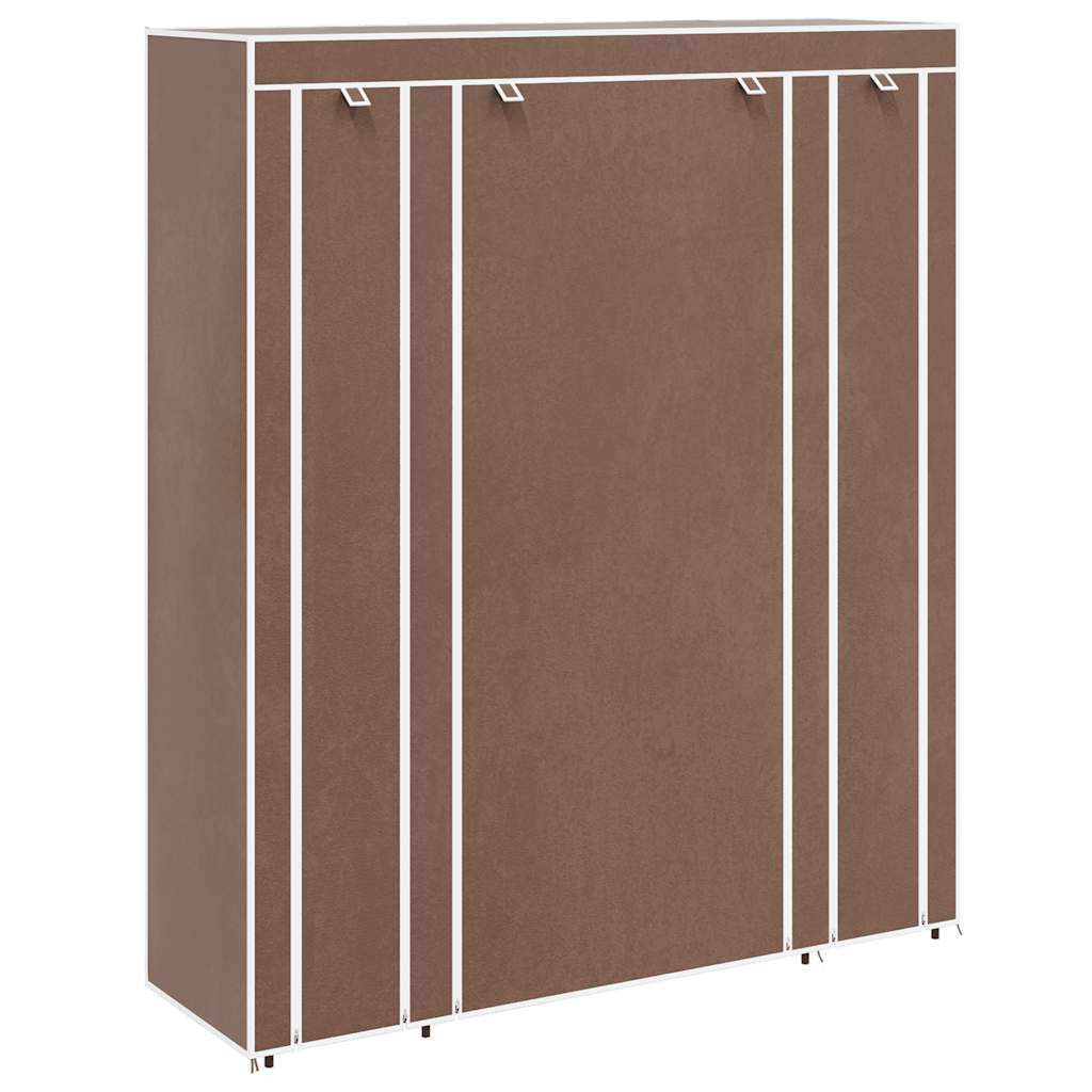 Wardrobe with Compartments and Rods 45x150x176 cm Brown Fabric
