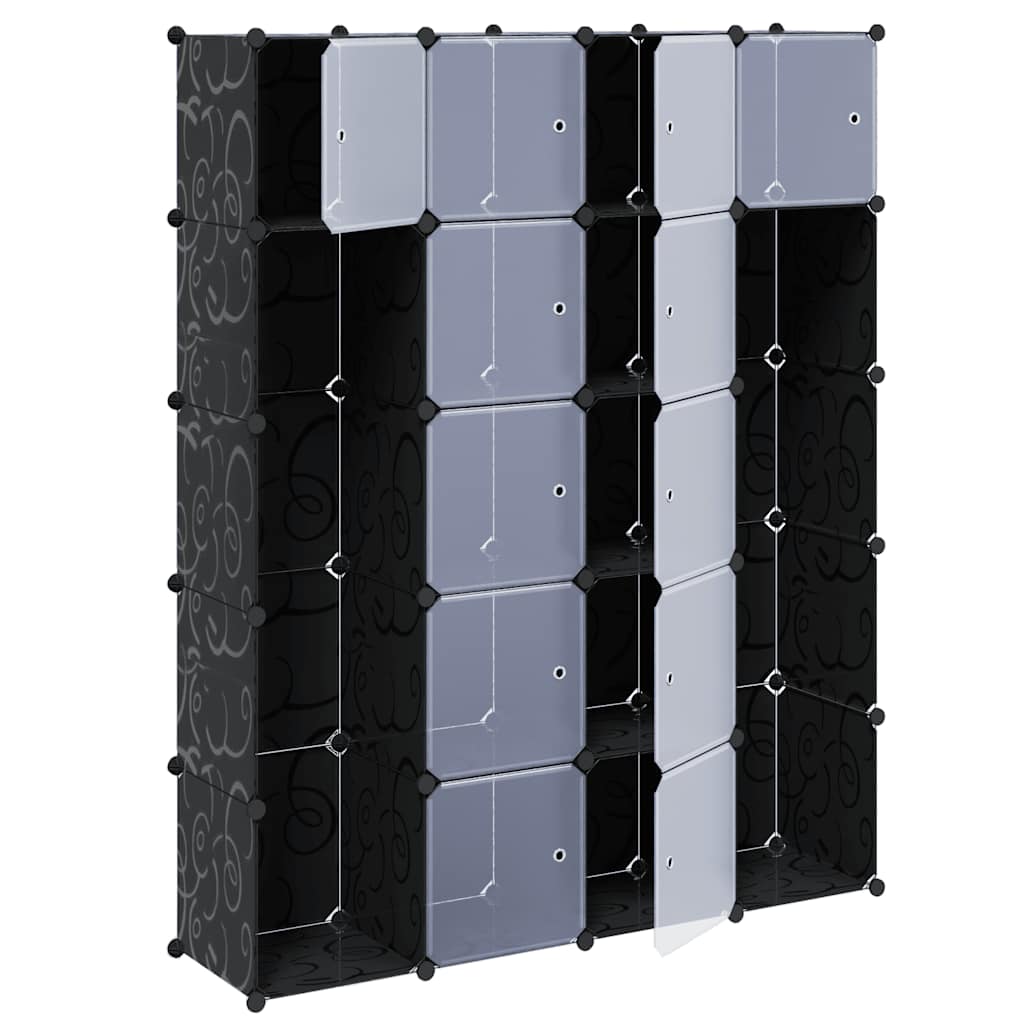 Modular Cabinet 14 Compartments Black and White 37x146x180.5 cm