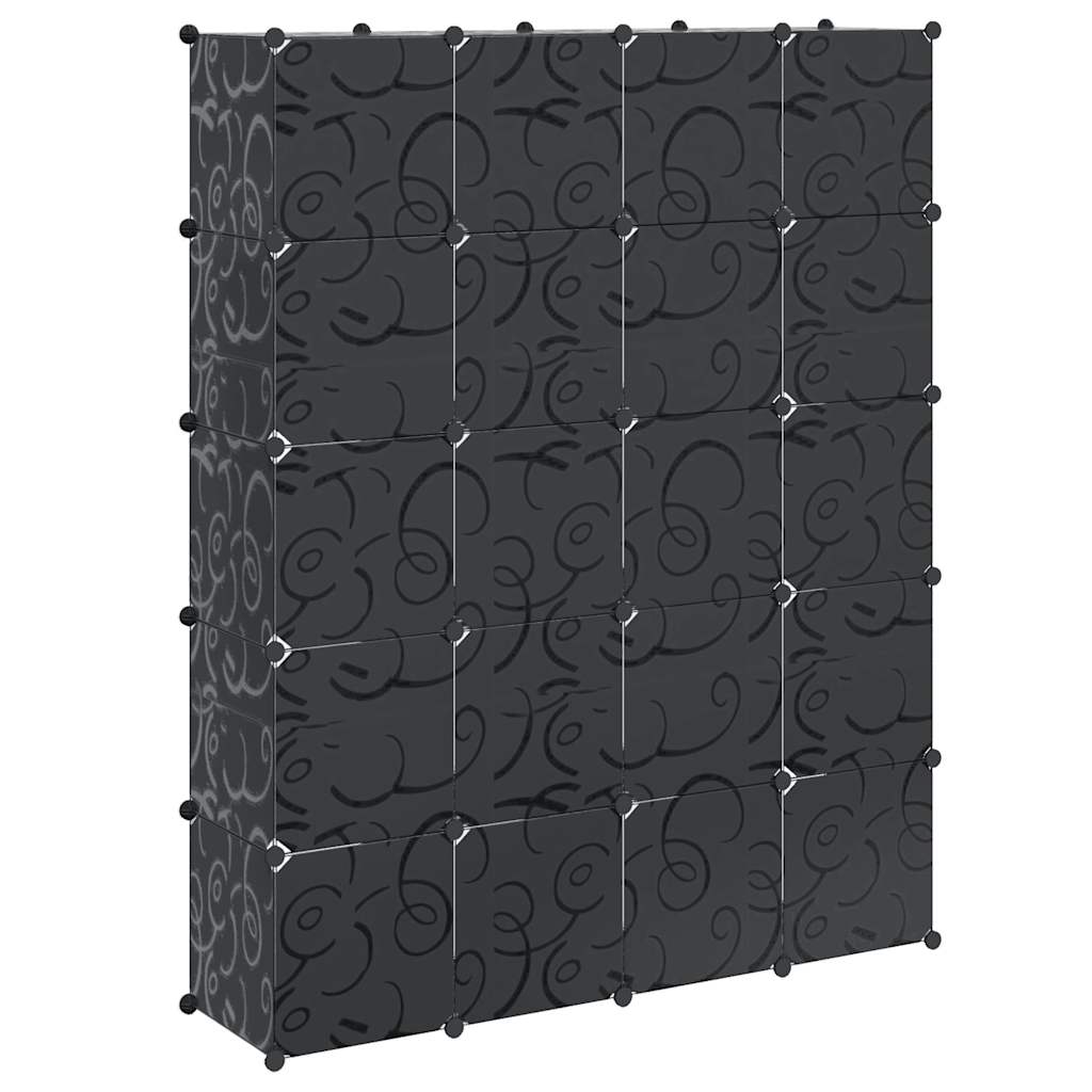 Modular Cabinet 14 Compartments Black and White 37x146x180.5 cm