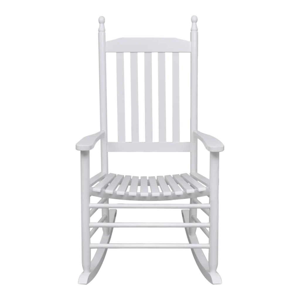Rocking Chair with Curved Seat White Wood