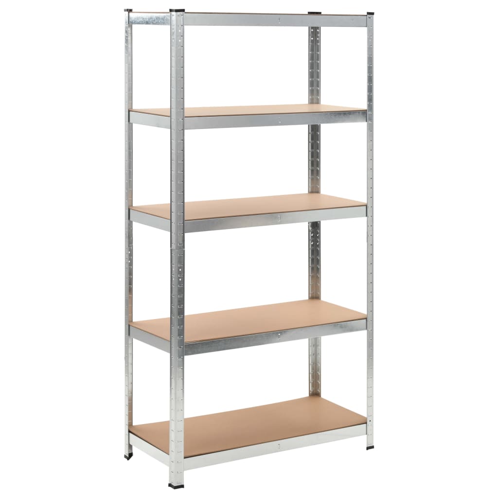 5-Layer Storage Shelf Silver Steel&amp;Engineered Wood