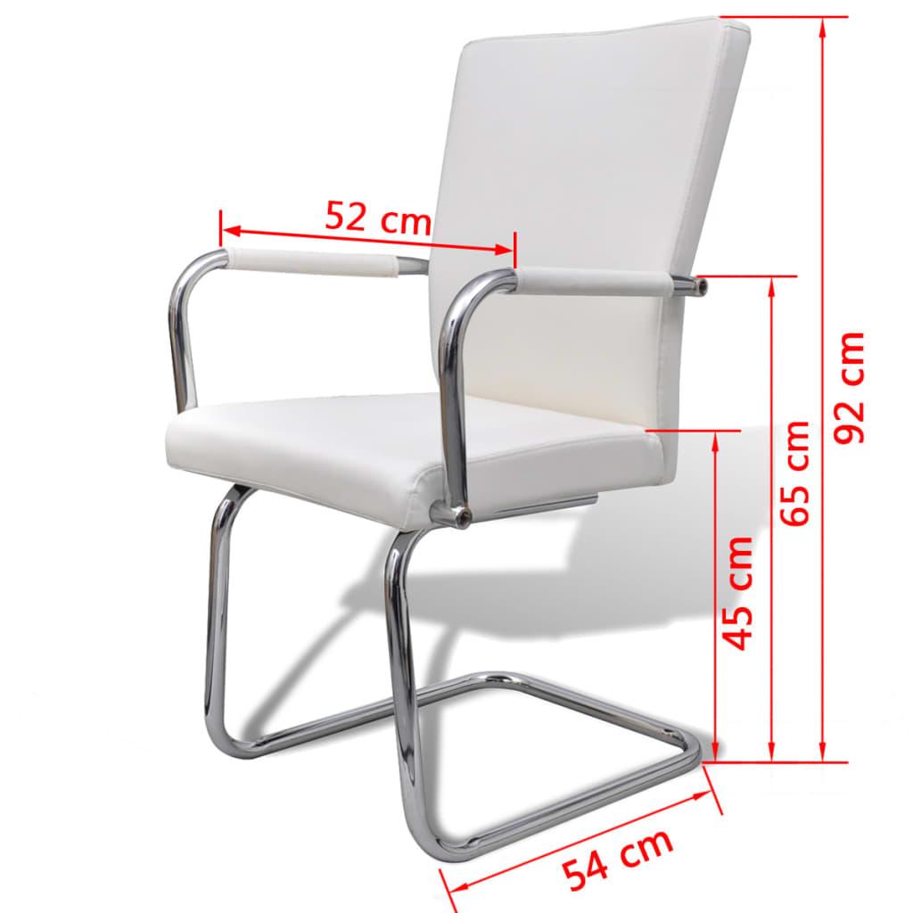 Cantilever Dining Chairs 2 pcs White Faux Leather