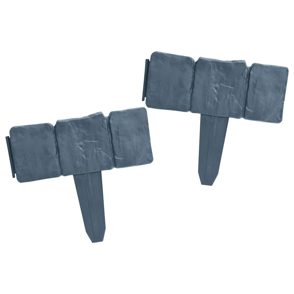 Plastic Garden / Lawn Fence Stone Look 41 pcs 10 m