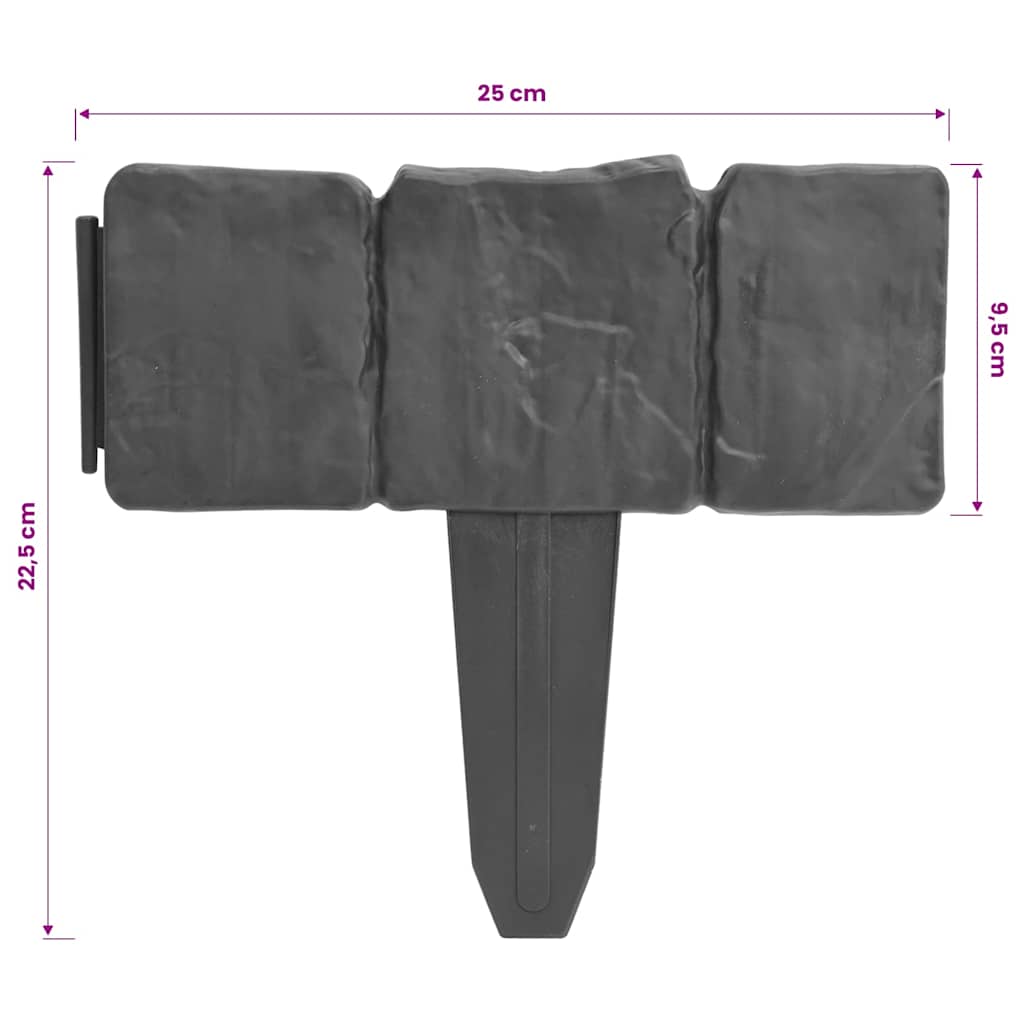 Plastic Garden / Lawn Fence Stone Look 41 pcs 10 m