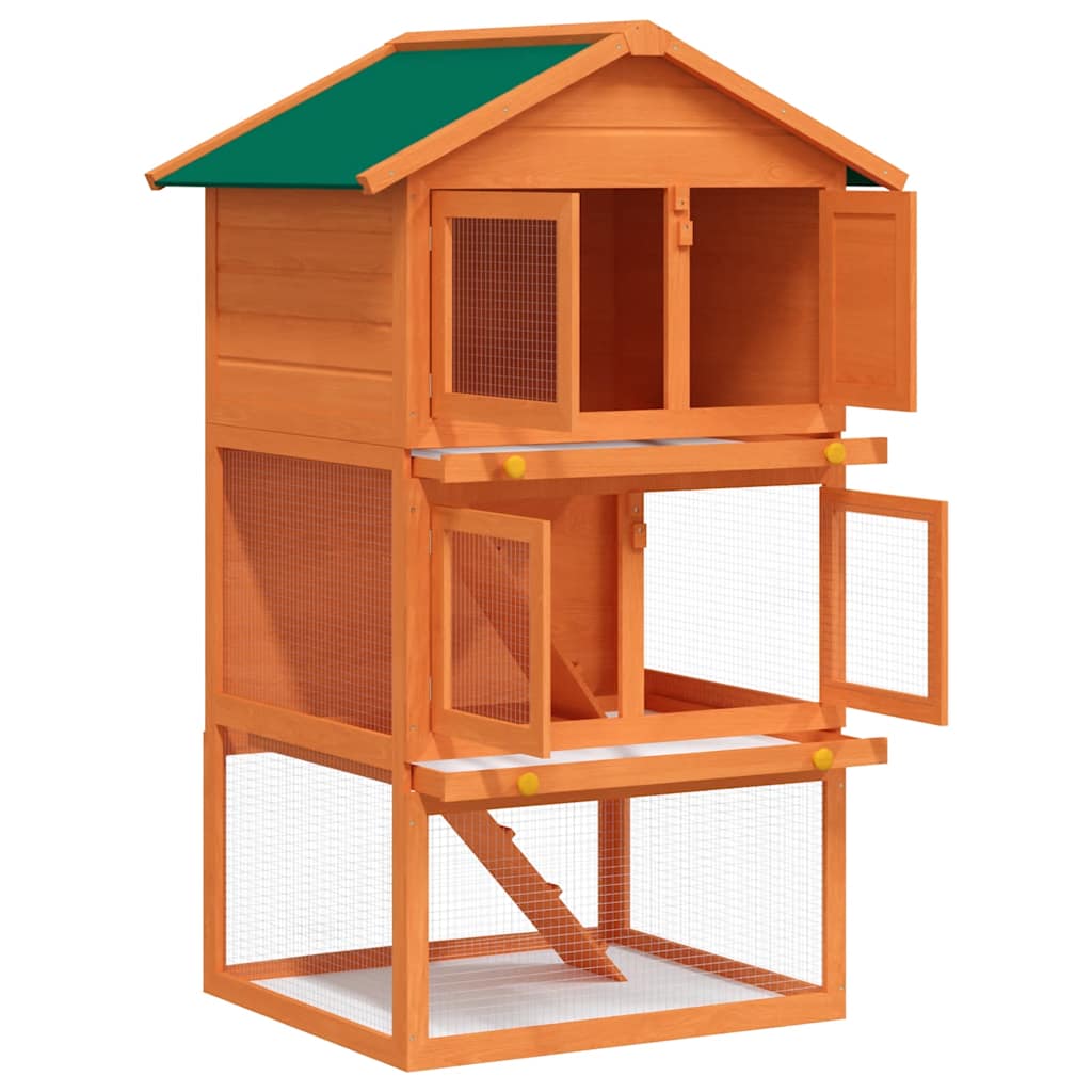 Outdoor Rabbit Hutch Small Animal House Pet Cage 3 Layers Wood