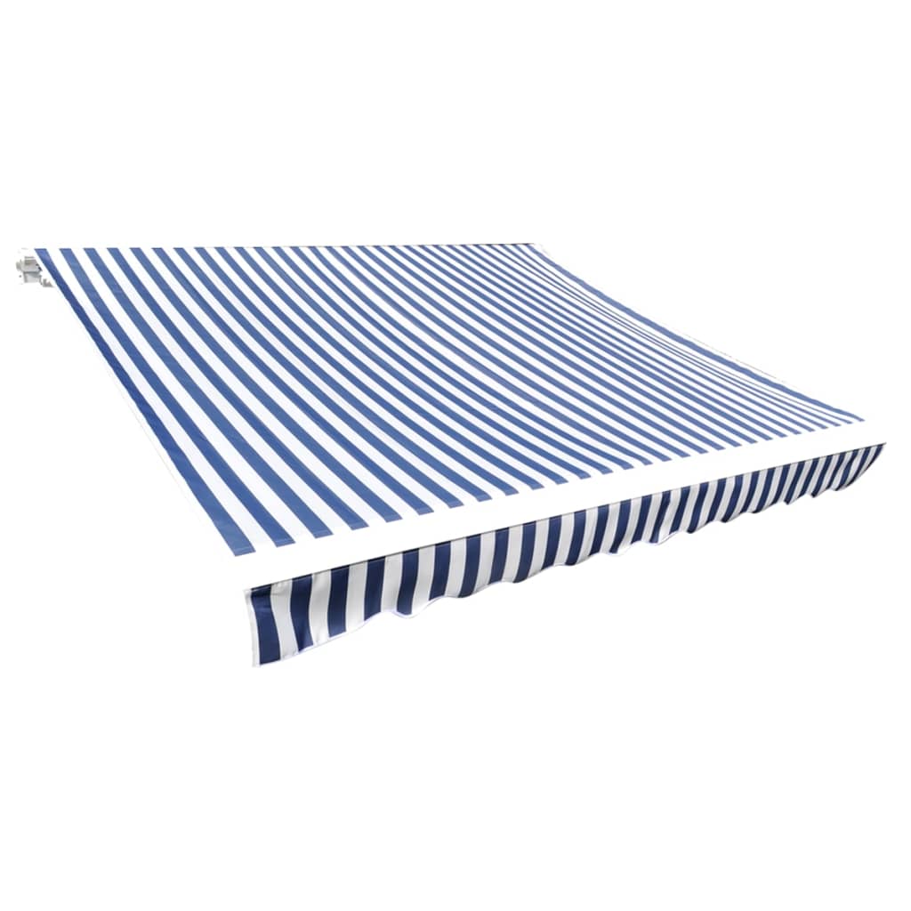 Awning Top Sunshade Canvas Blue &amp; White 4 x 3 m (Frame Not Included)