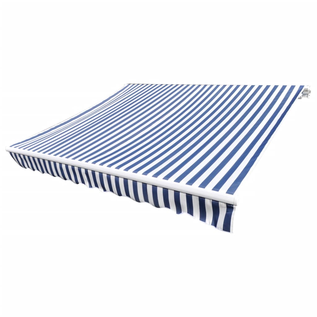 Awning Top Sunshade Canvas Blue & White 4 x 3 m (Frame Not Included)