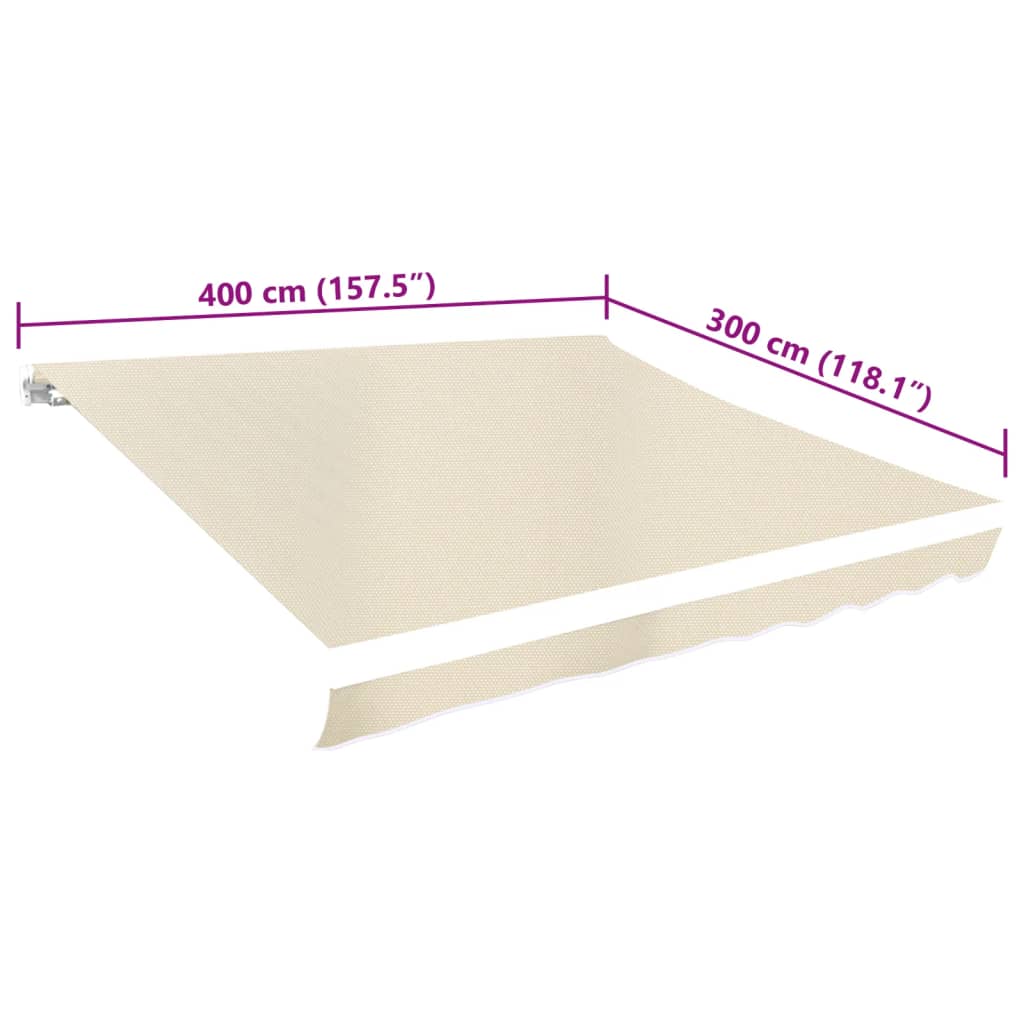 Awning Top Sunshade Canvas Cream 4 x 3 m (Frame Not Included)