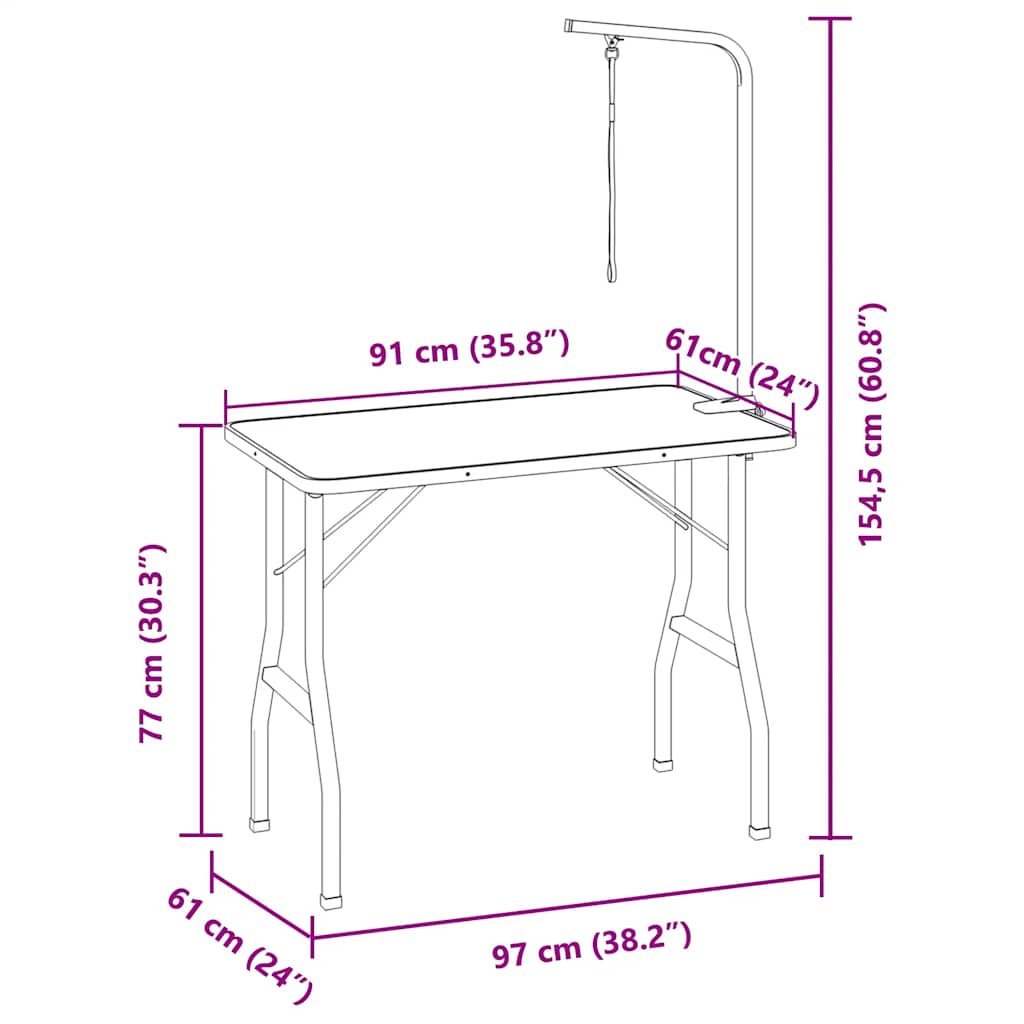 Bath Grooming Table for Dogs Cats Pets Adjustable 1 Loop
