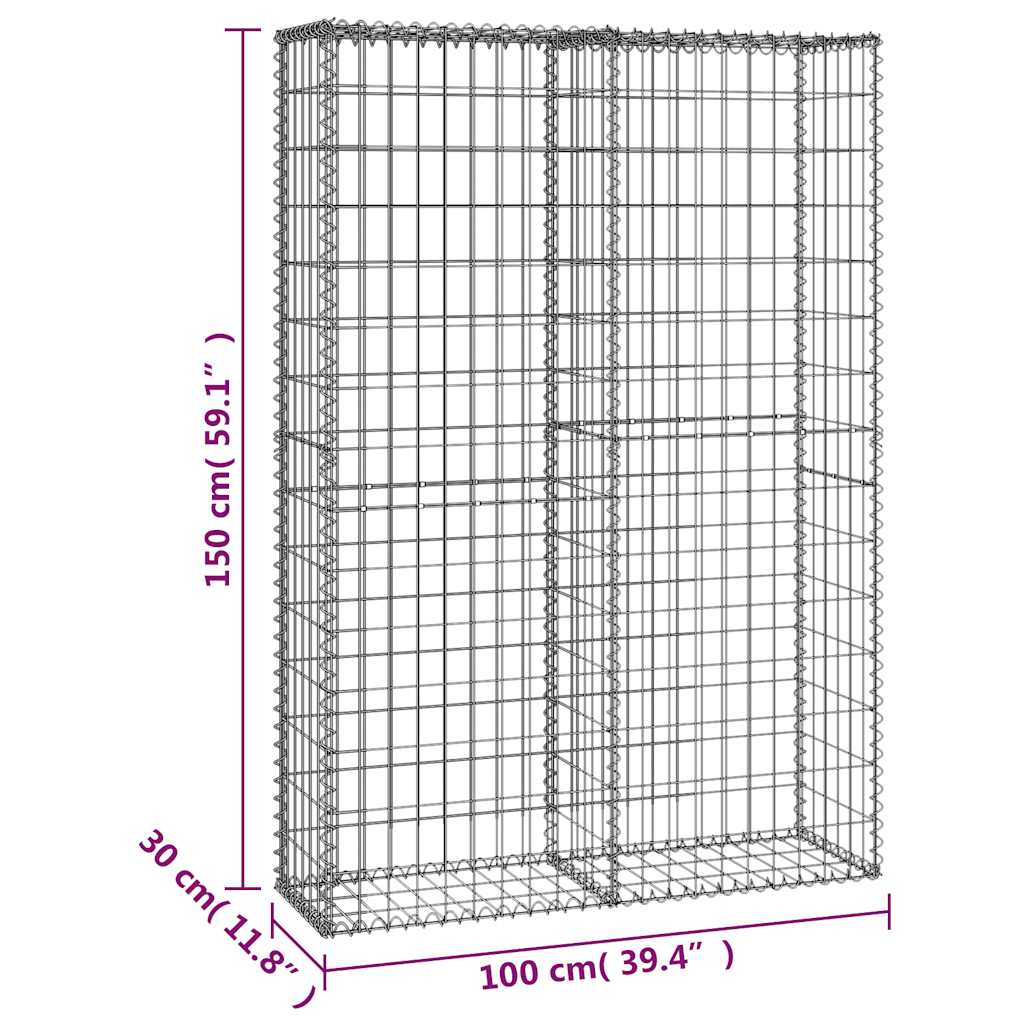 Gabion Basket with Lids Galvanised Wire 150x100x30 cm