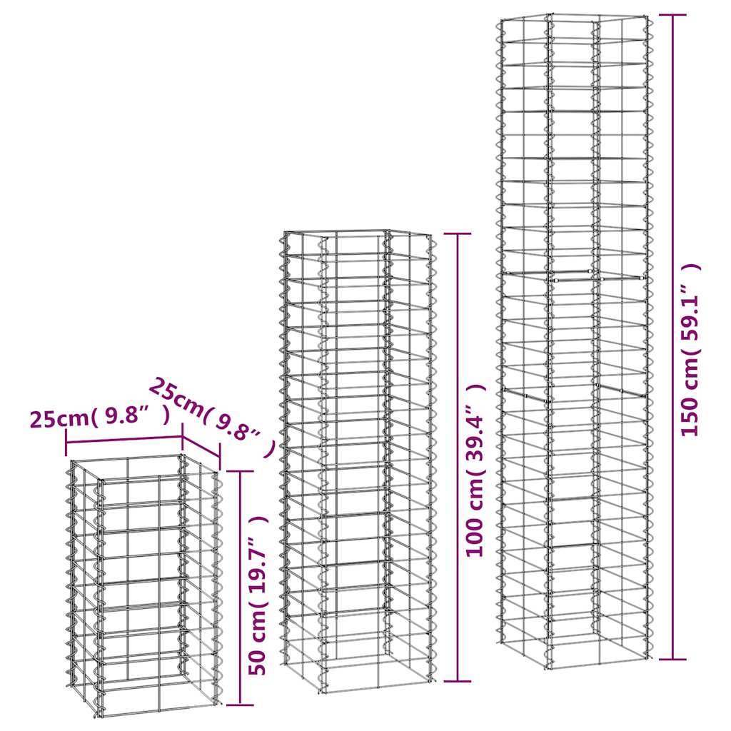 6 Piece Gabion Set Galvanised Wire