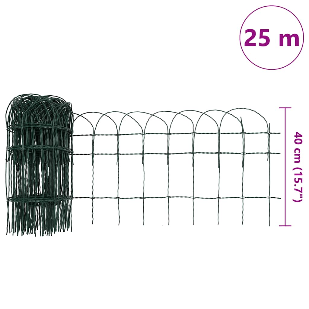 Garden Border Fence Powder-coated Iron 25x0.4 m