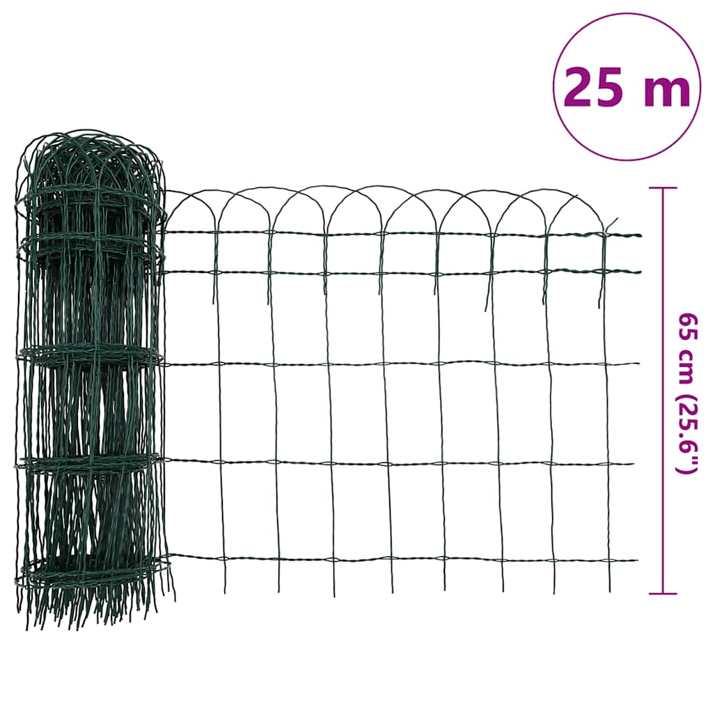Garden Border Fence Powder-coated Iron 25x0.65 m