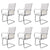 Cantilever Dining Chairs 6 pcs White Faux Leather