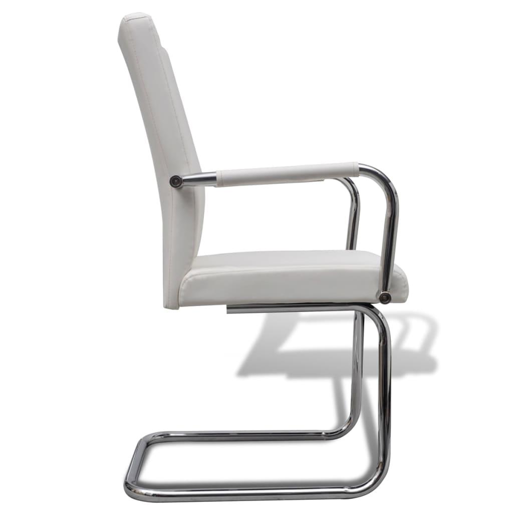Cantilever Dining Chairs 6 pcs White Faux Leather