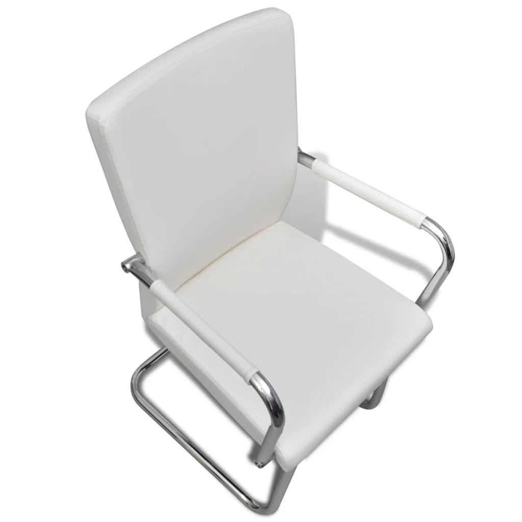 Cantilever Dining Chairs 6 pcs White Faux Leather