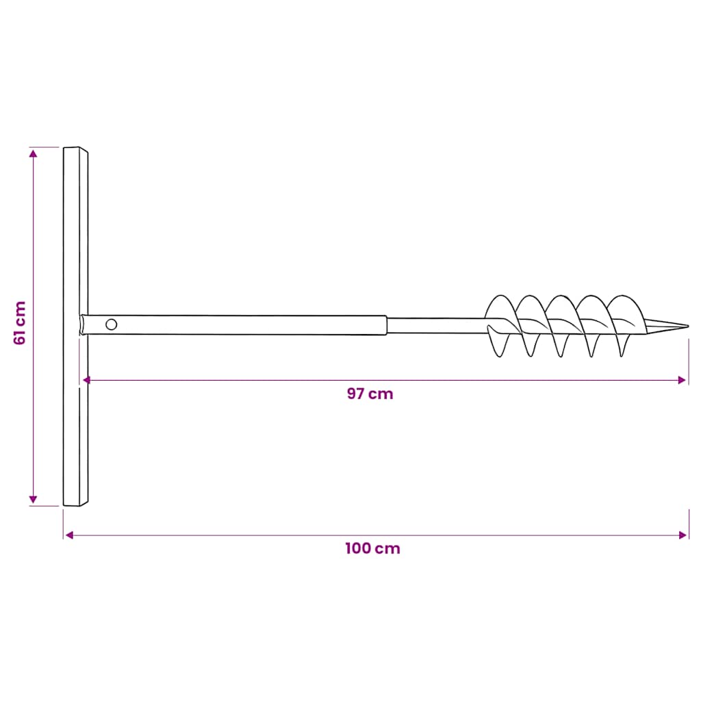 Ground Drill with Handle Auger Bit 100 mm Double Spirals Steel Black