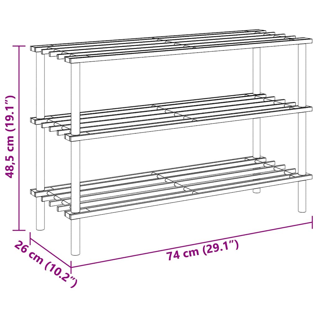 3-Tier Shoe Racks 2 pcs Solid Fir Wood