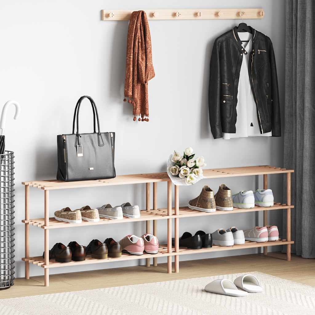 3-Tier Shoe Racks 2 pcs Solid Fir Wood