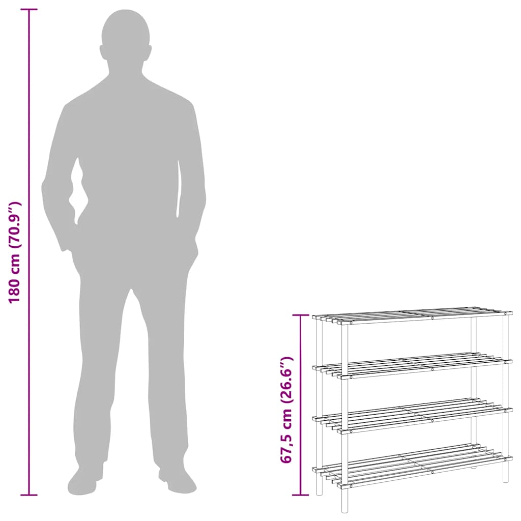 4-Tier Shoe Racks 2 pcs Solid Fir Wood