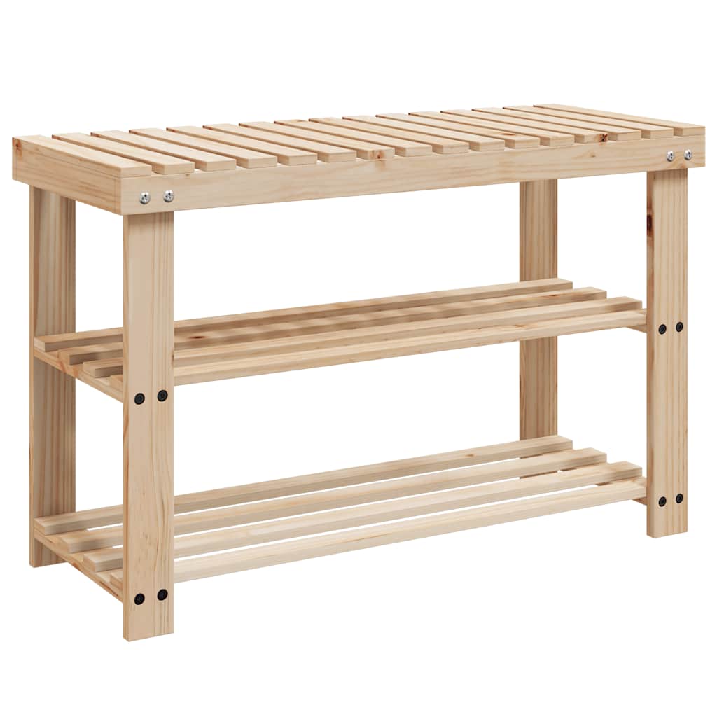 2-in-1 Shoe Rack with Bench Top Solid Fir Wood