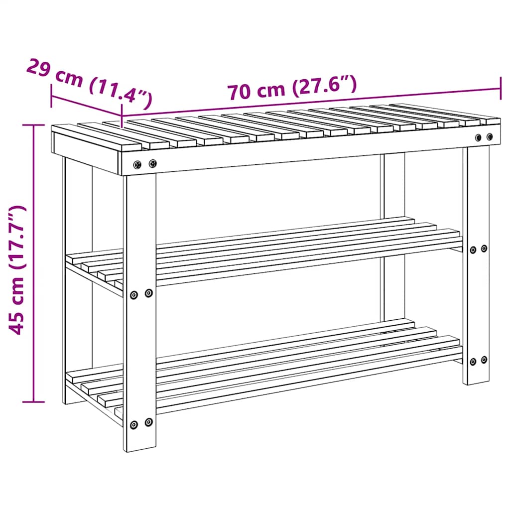 2-in-1 Shoe Rack with Bench Top Solid Fir Wood