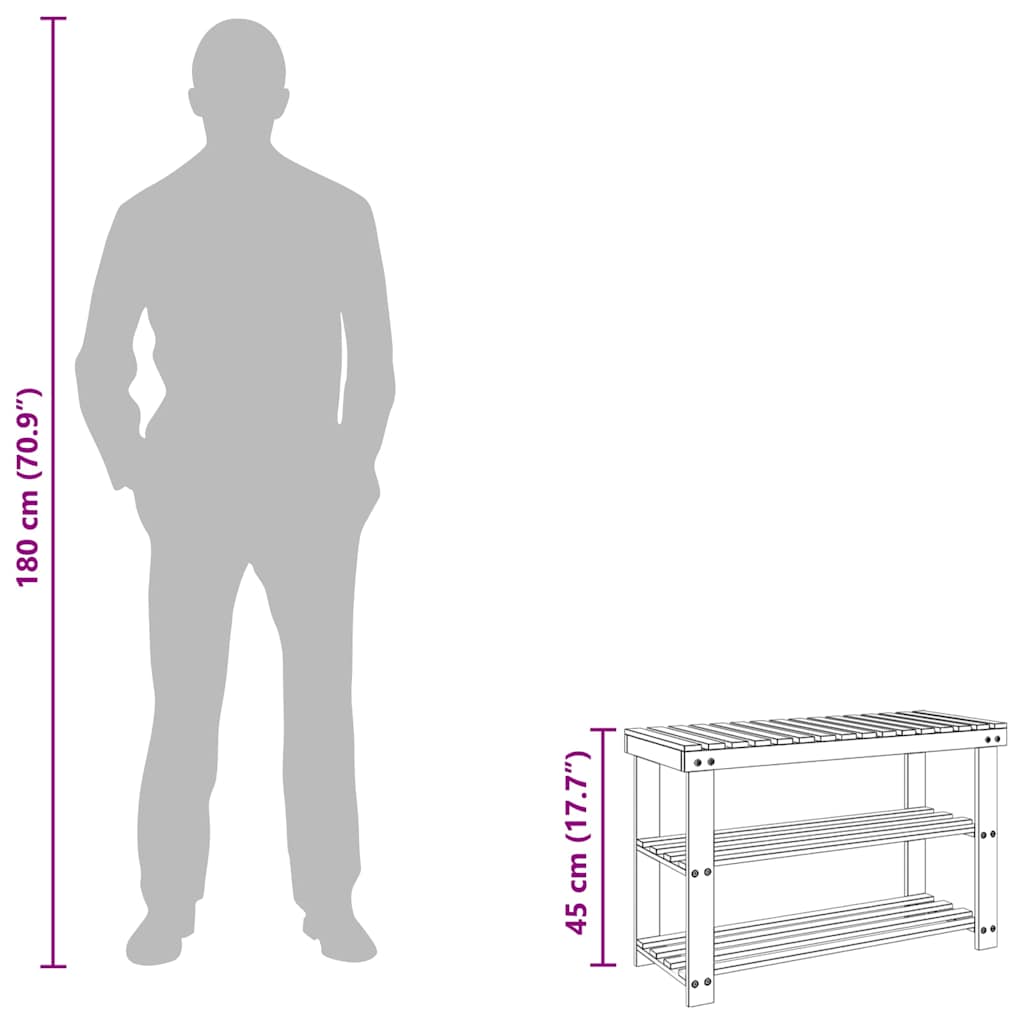 2-in-1 Shoe Rack with Bench Top Solid Fir Wood