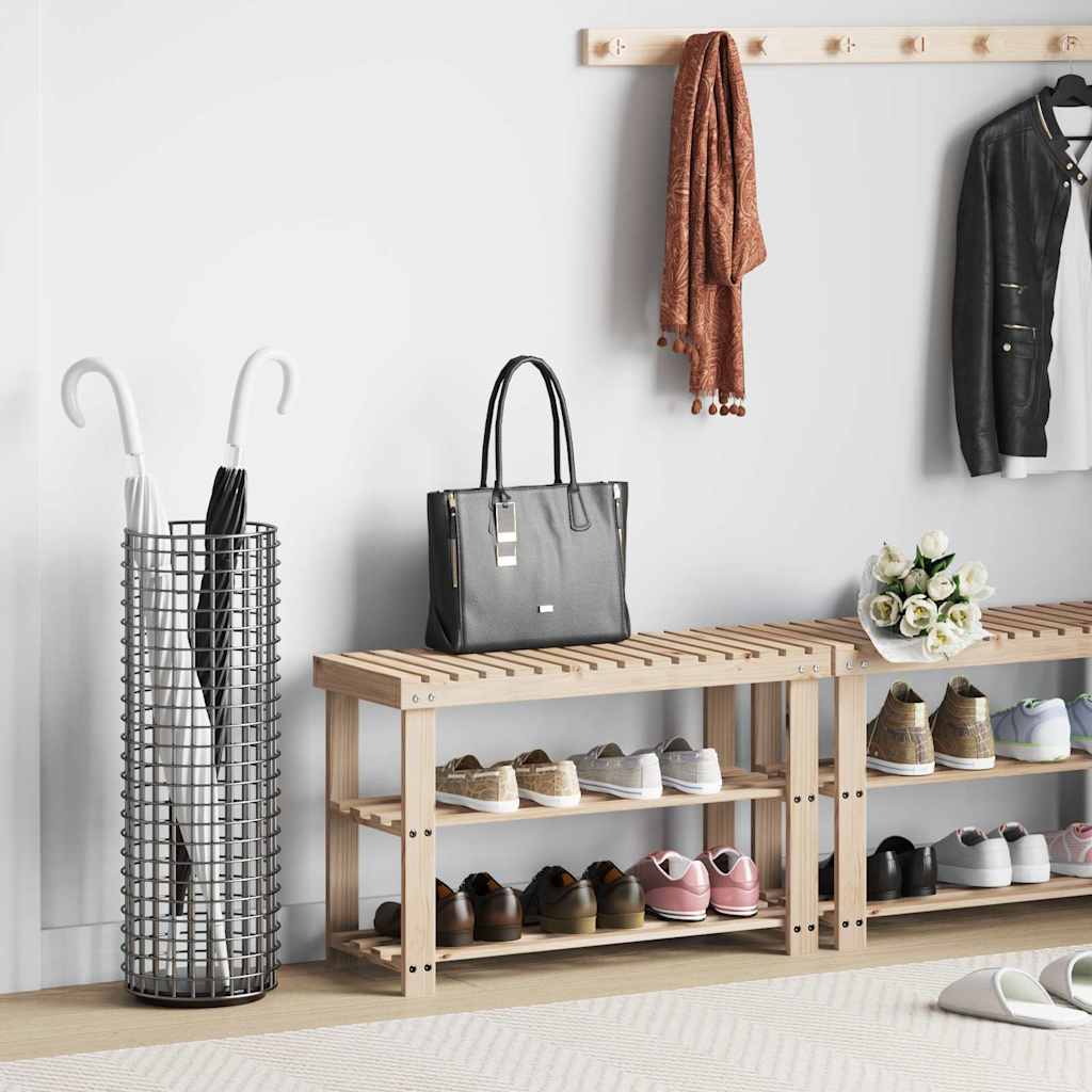 2-in-1 Shoe Rack with Bench Top Solid Fir Wood