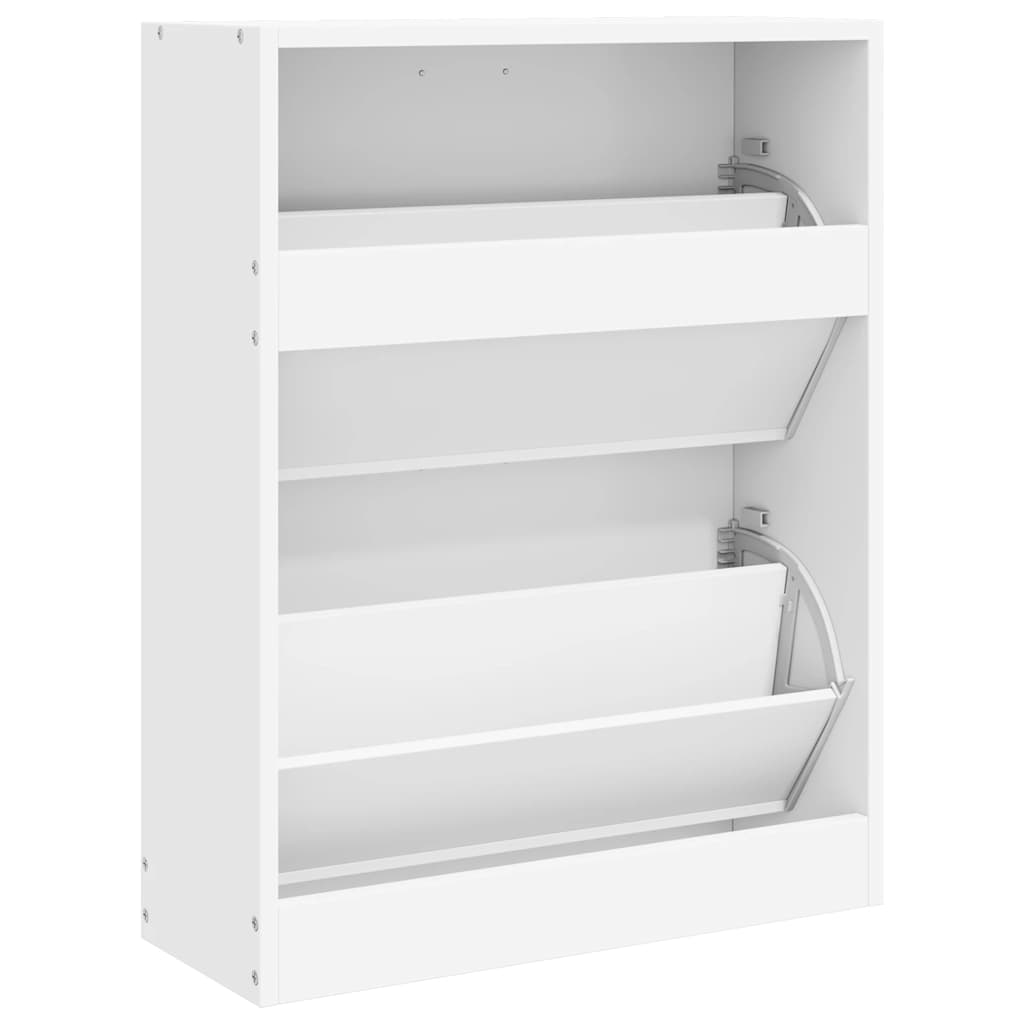 Shoe Cabinet with 2 Compartments Wooden White