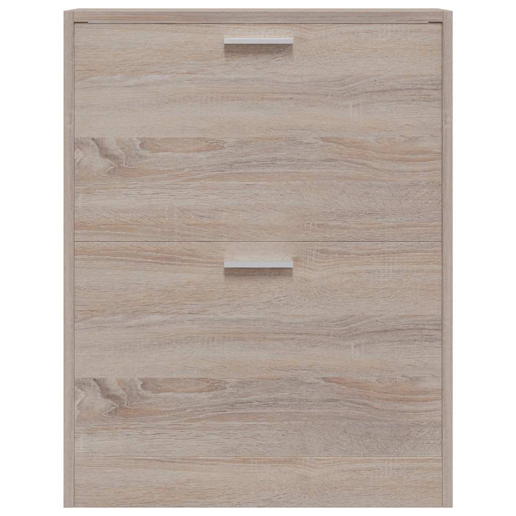Oak Look Wooden Shoe Cabinet with 2 Compartments