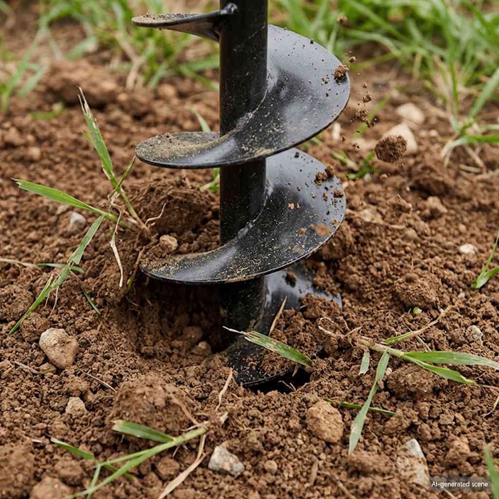 Ground Drill with Handle 200 mm with Extension Tube 5 m Steel