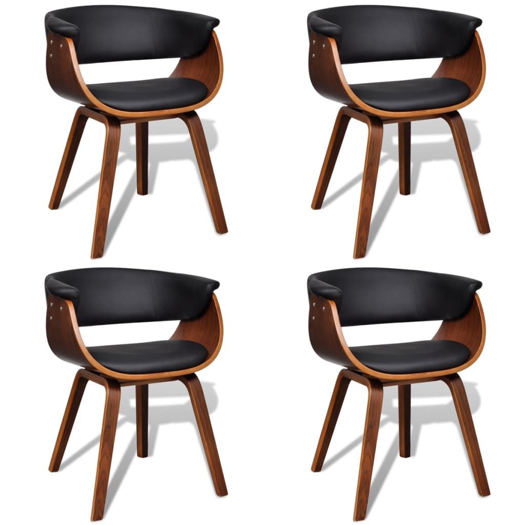 Dining Chairs 4 pcs Bent Wood and Faux Leather