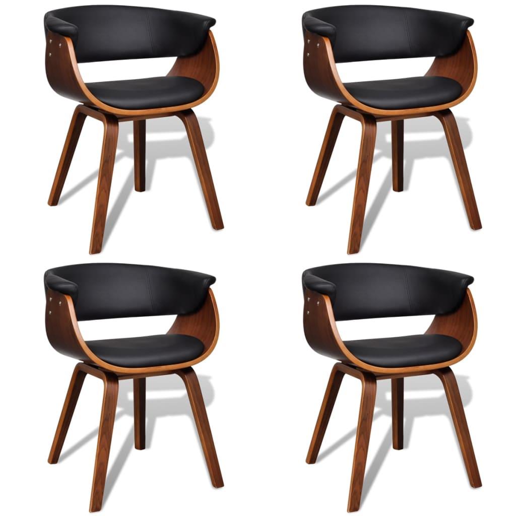 Dining Chairs 4 pcs Bent Wood and Faux Leather