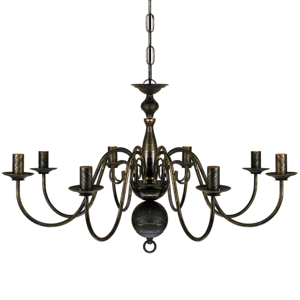 Antique Black Metal Chandelier 8 x E14 Bulbs